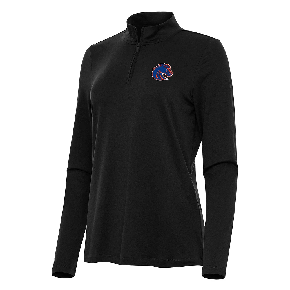 Women's Antigua Black Boise State Broncos Reprocess Quarter-Zip Top