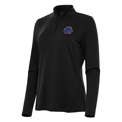 Women's Antigua Black Boise State Broncos Reprocess Quarter-Zip Top