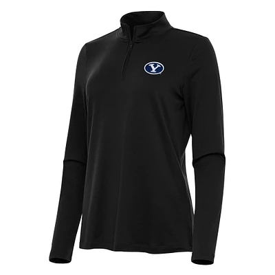 Women's Antigua Black BYU Cougars Reprocess Quarter-Zip Top