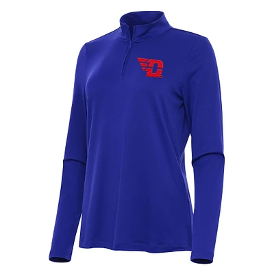 Women's Antigua Blue Dayton Flyers Reprocess Quarter-Zip Top