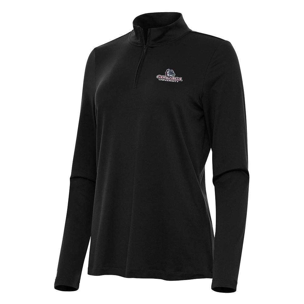 Women's Antigua Black Gonzaga Bulldogs Reprocess Quarter-Zip Top