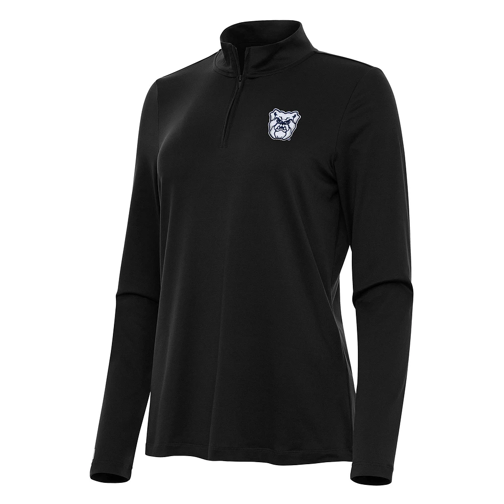 Women's Antigua Black Butler Bulldogs Reprocess Quarter-Zip Top