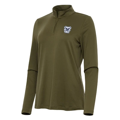 Women's Antigua Olive Butler Bulldogs Reprocess Quarter-Zip Top