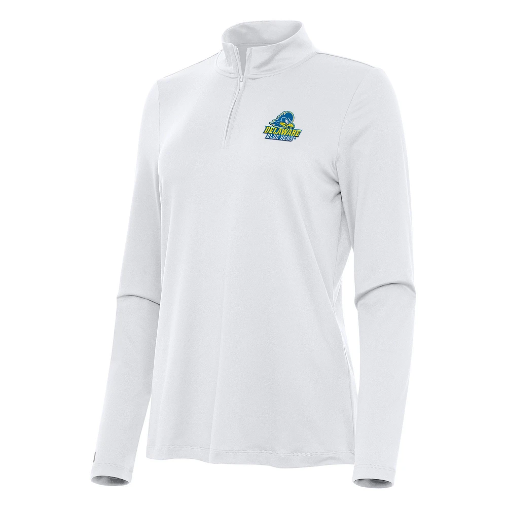 Women's Antigua White Delaware Fightin' Blue Hens Reprocess Quarter-Zip Top