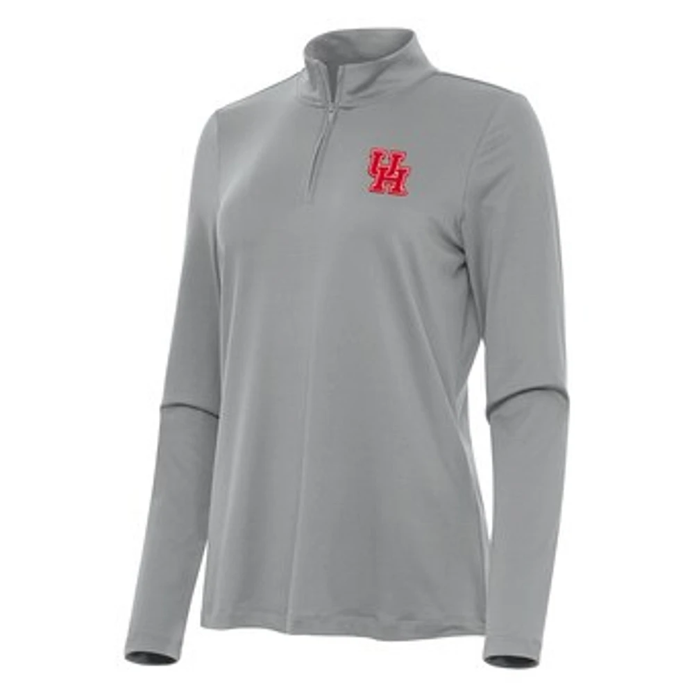 Women's Antigua Gray Houston Cougars Reprocess Quarter-Zip Top