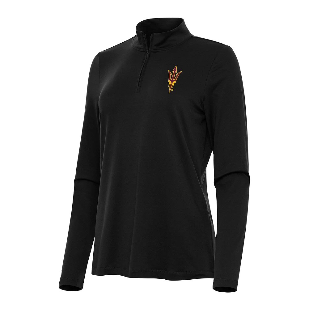 Women's Antigua Black Arizona State Sun Devils Reprocess Quarter-Zip Top