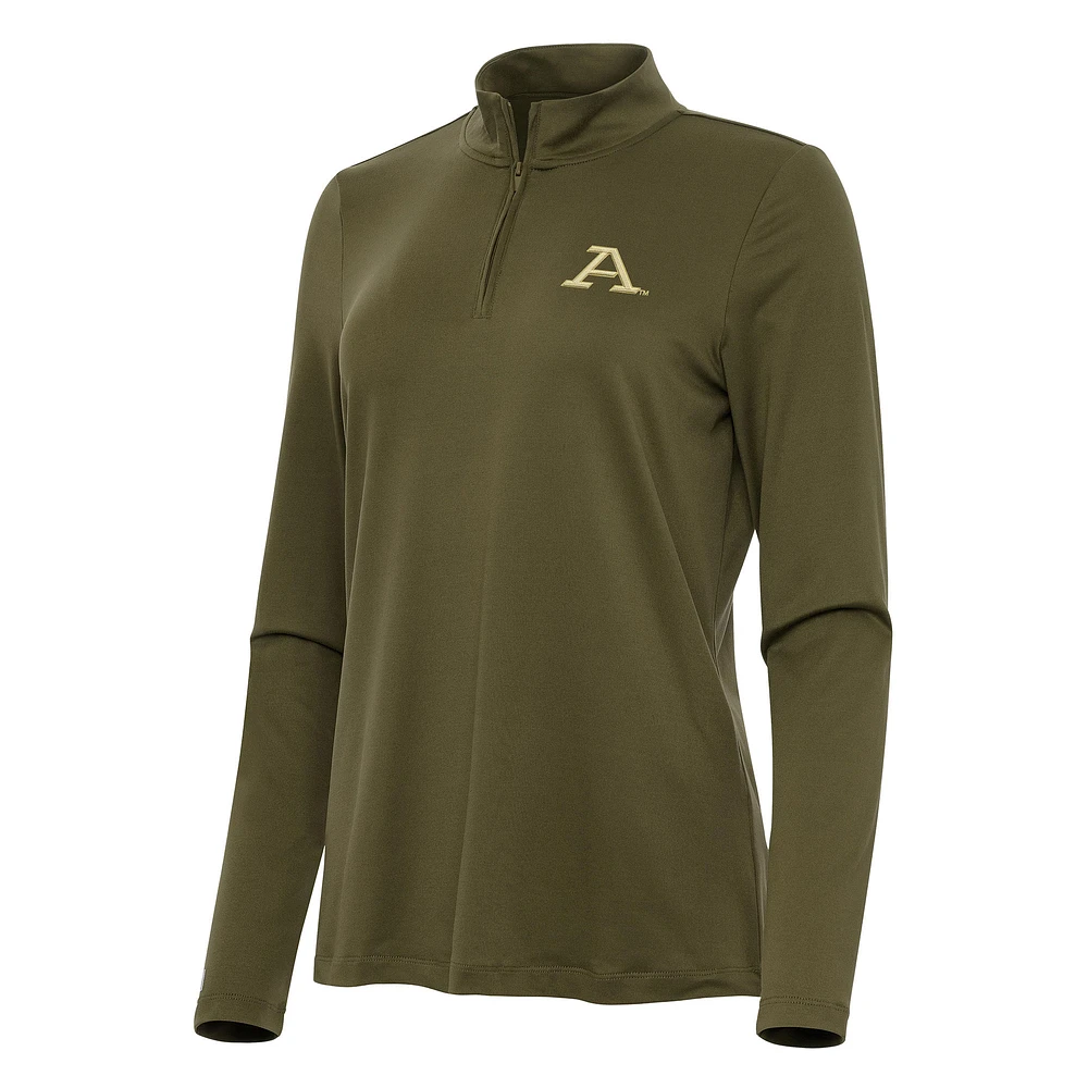 Women's Antigua Olive Akron Zips Reprocess Quarter-Zip Top