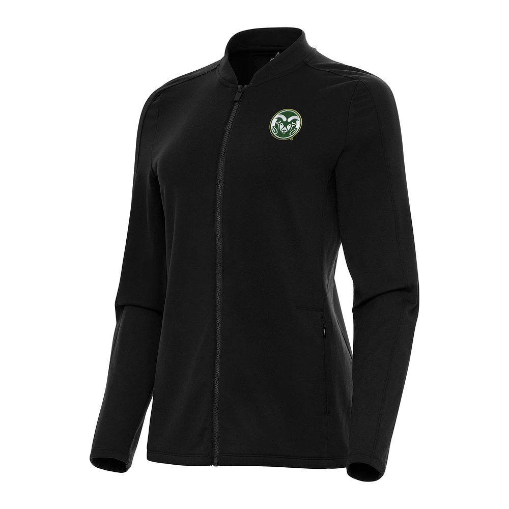 Women's Antigua Black Colorado State Rams Continual Full-Zip Jacket