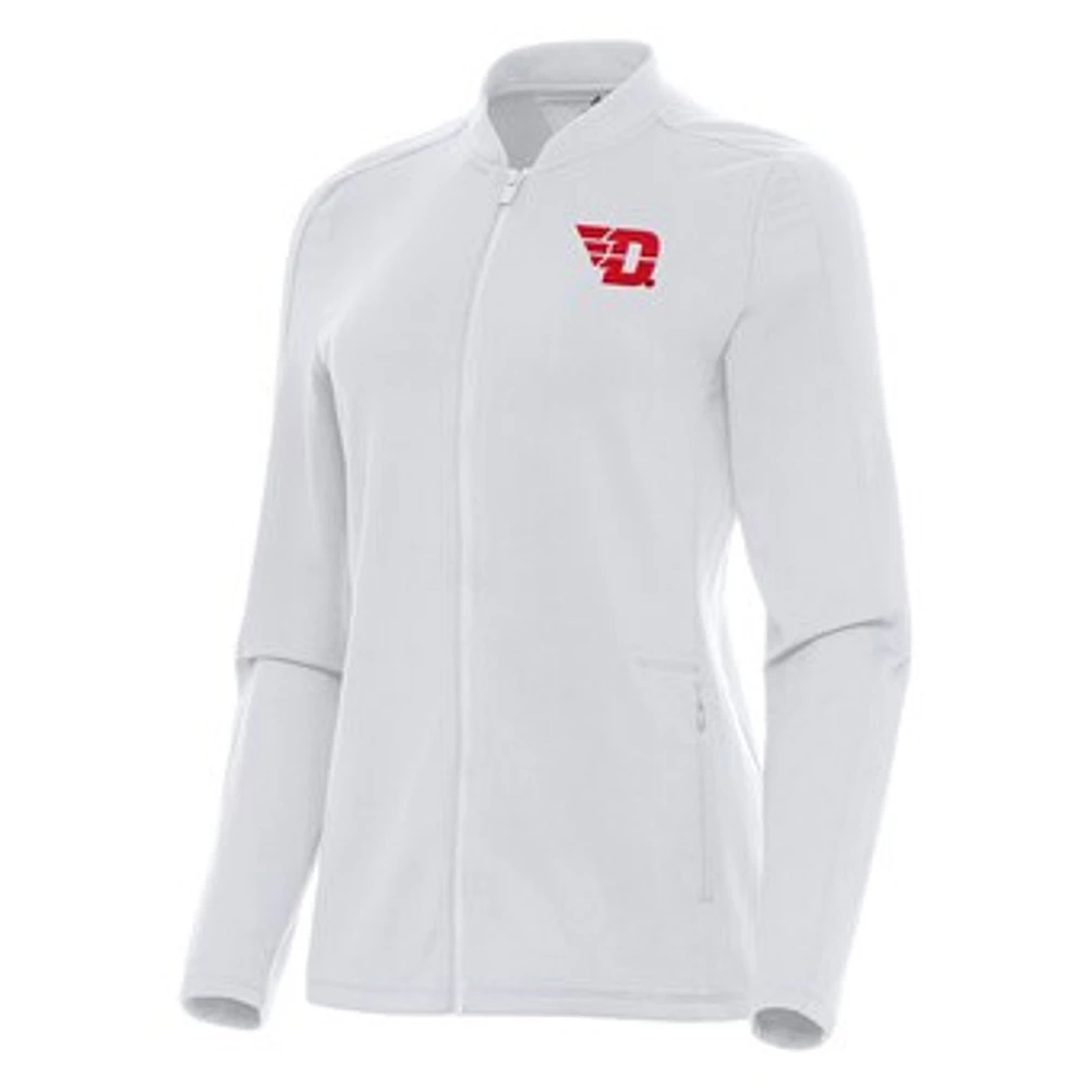 Women's Antigua White Dayton Flyers Continual Full-Zip Jacket