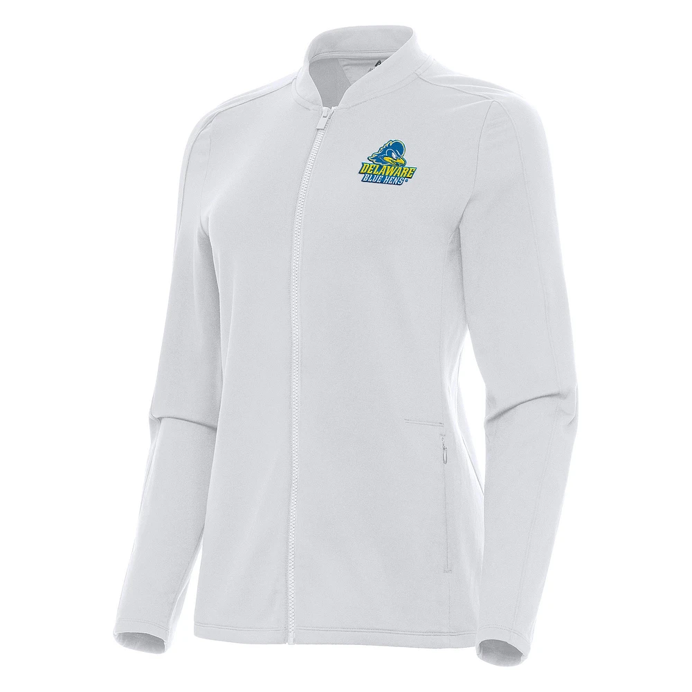 Women's Antigua White Delaware Fightin' Blue Hens Continual Full-Zip Jacket