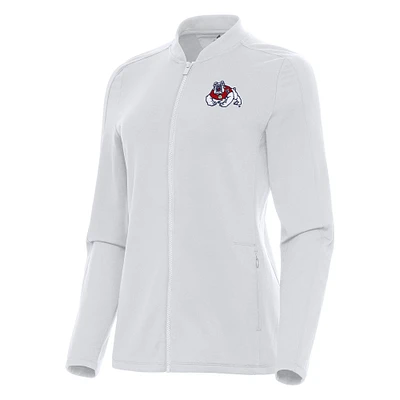 Women's Antigua White Fresno State Bulldogs Continual Full-Zip Jacket
