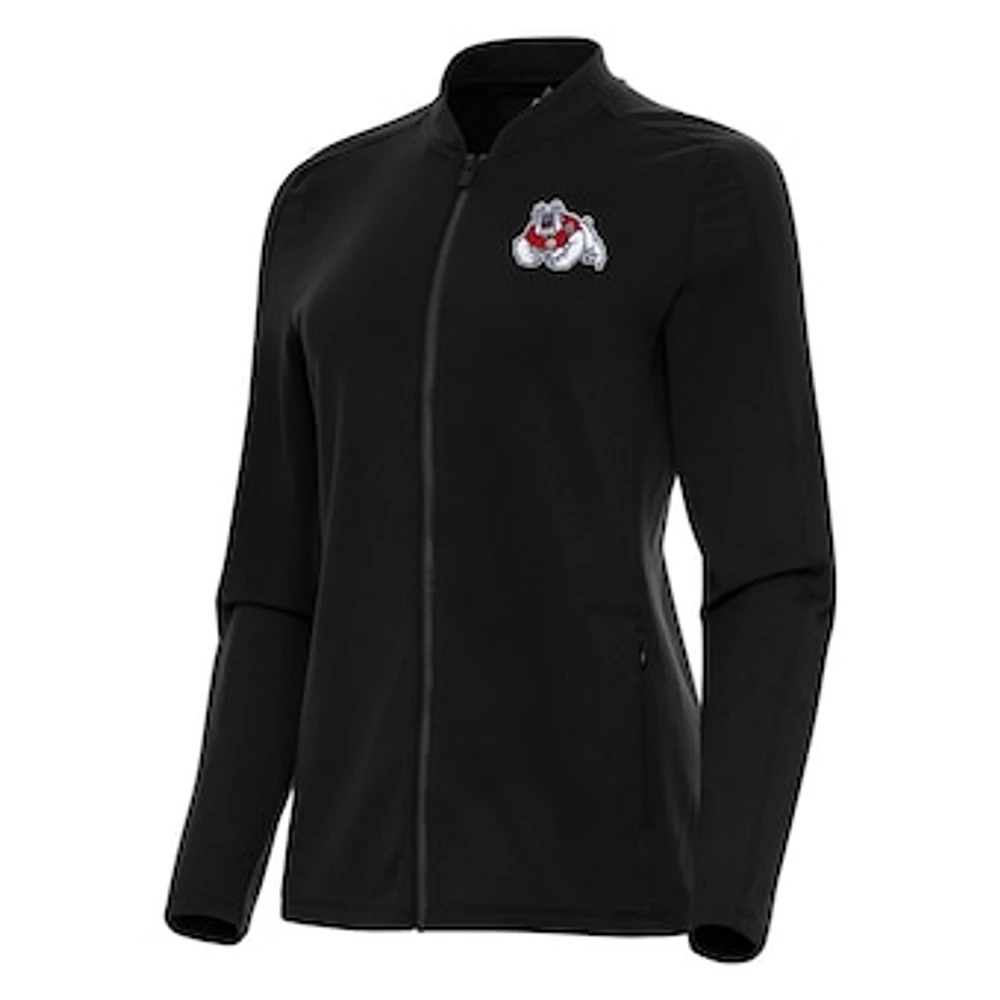 Women's Antigua Black Fresno State Bulldogs Continual Full-Zip Jacket