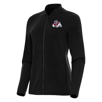 Women's Antigua Black Fresno State Bulldogs Continual Full-Zip Jacket