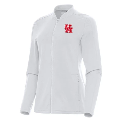 Women's Antigua White Houston Cougars Continual Full-Zip Jacket