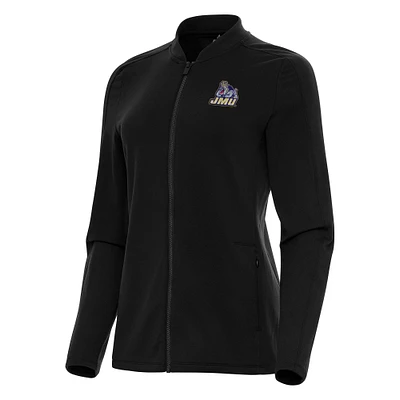 Women's Antigua Black James Madison Dukes Continual Full-Zip Jacket