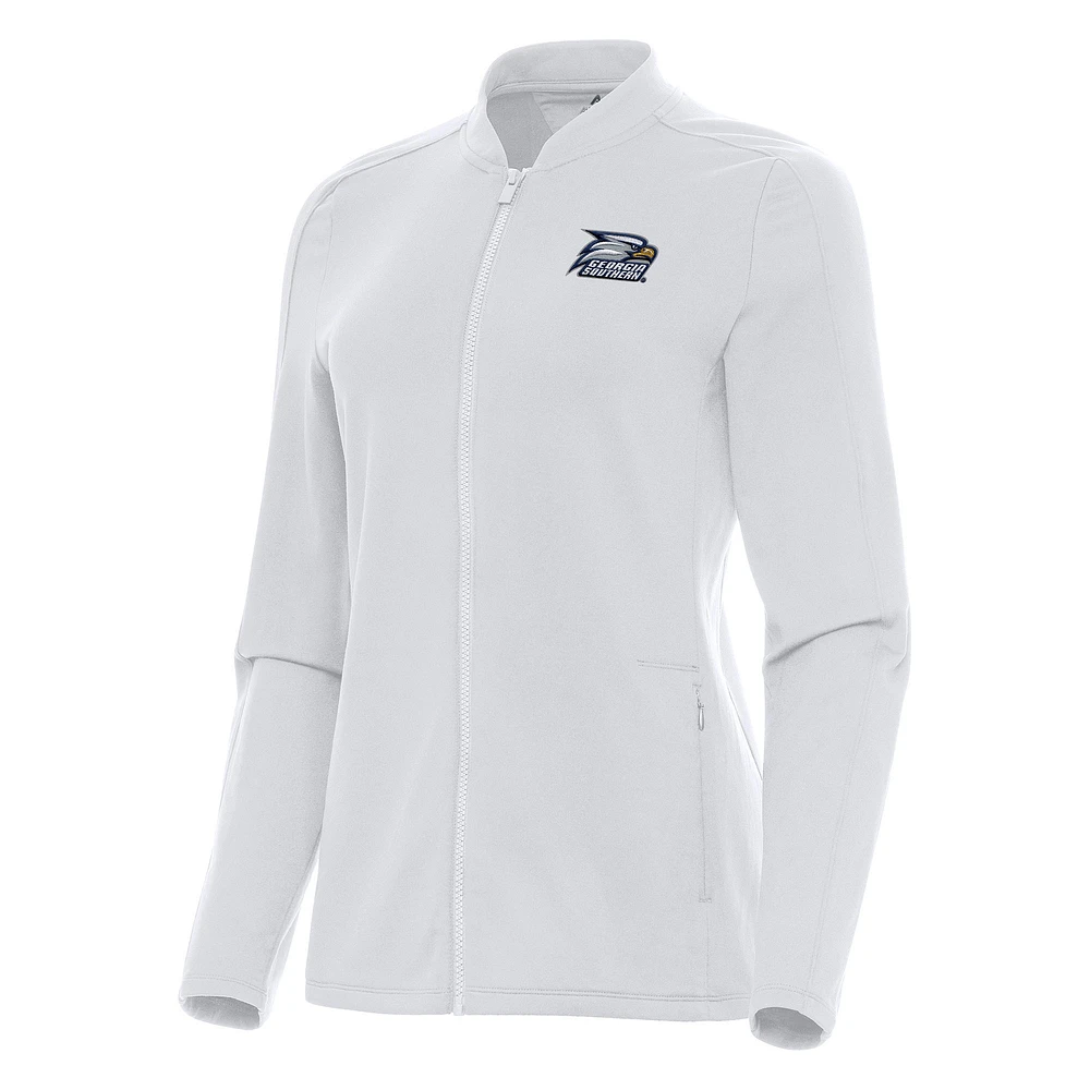 Women's Antigua White Georgia Southern Eagles Continual Full-Zip Jacket