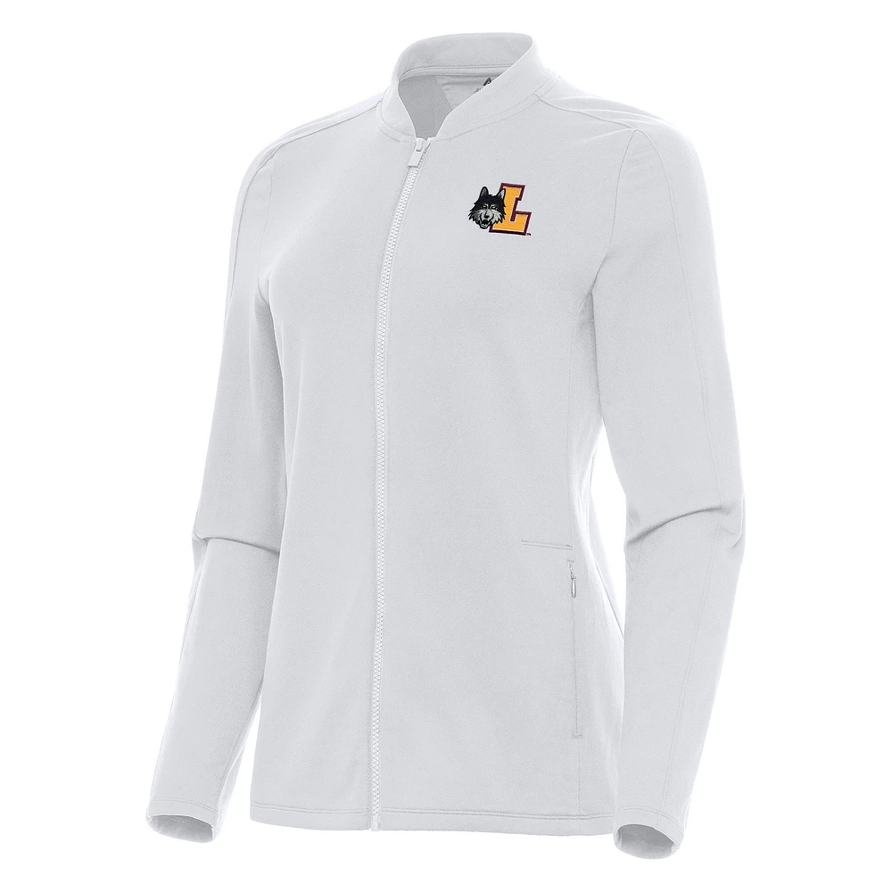 Women's Antigua White Loyola Chicago Ramblers Continual Full-Zip Jacket