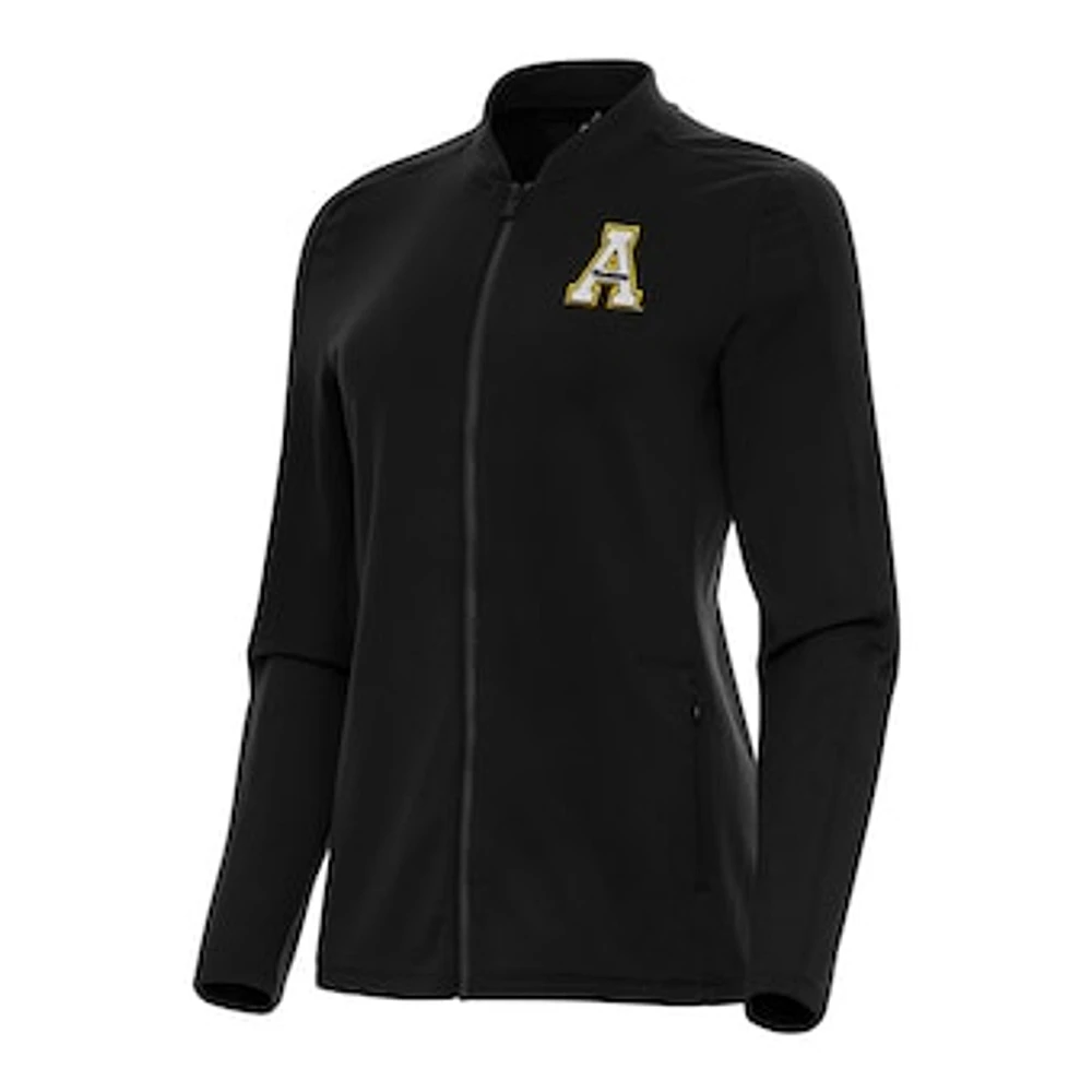 Women's Antigua Black Appalachian State Mountaineers Continual Full-Zip Jacket