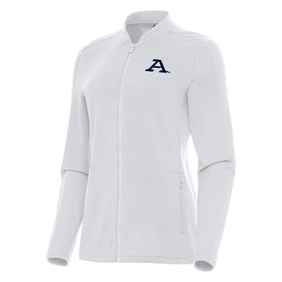 Women's Antigua White Akron Zips Continual Full-Zip Jacket