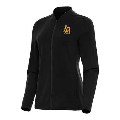 Women's Antigua Black Cal State Long Beach The Continual Full-Zip Jacket