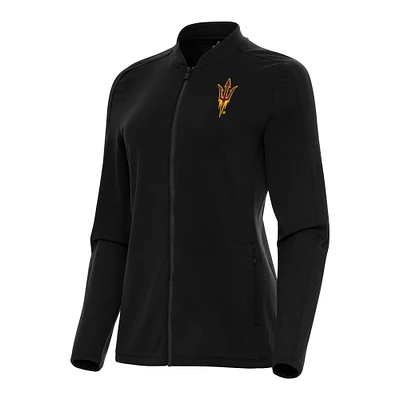 Women's Antigua Black Arizona State Sun Devils Continual Full-Zip Jacket