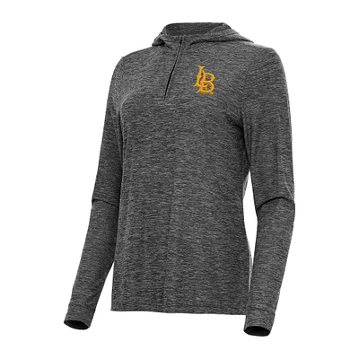 Women's Antigua Heather Cal State Long Beach The Daybreak Quarter-Zip Hoodie