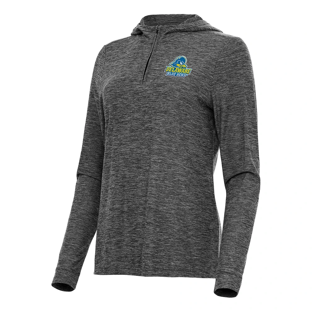 Women's Antigua Heather Delaware Fightin' Blue Hens Daybreak Quarter-Zip Hoodie