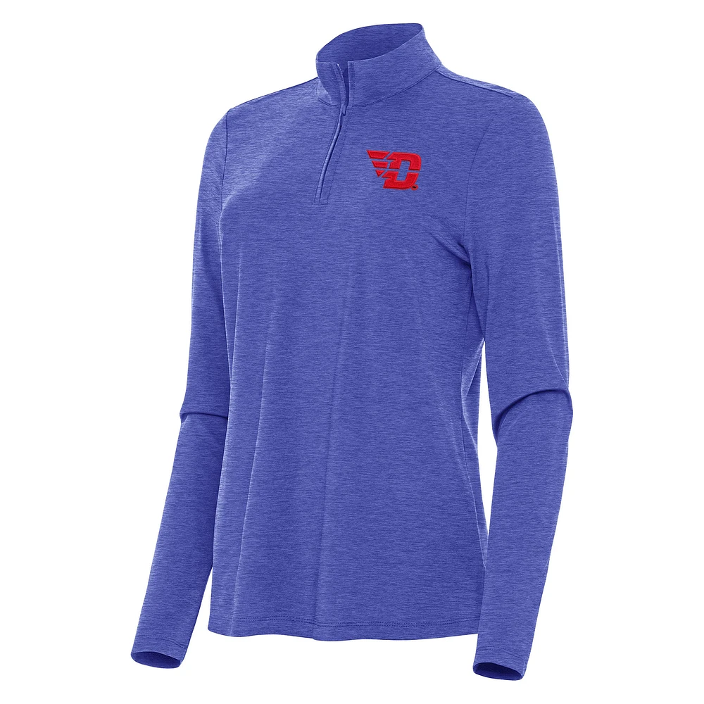 Women's Antigua Heather Royal Dayton Flyers Bright Quarter-Zip Top