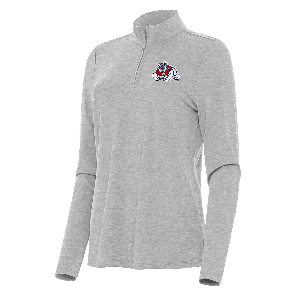 Women's Antigua Heather Fresno State Bulldogs Bright Quarter-Zip Top