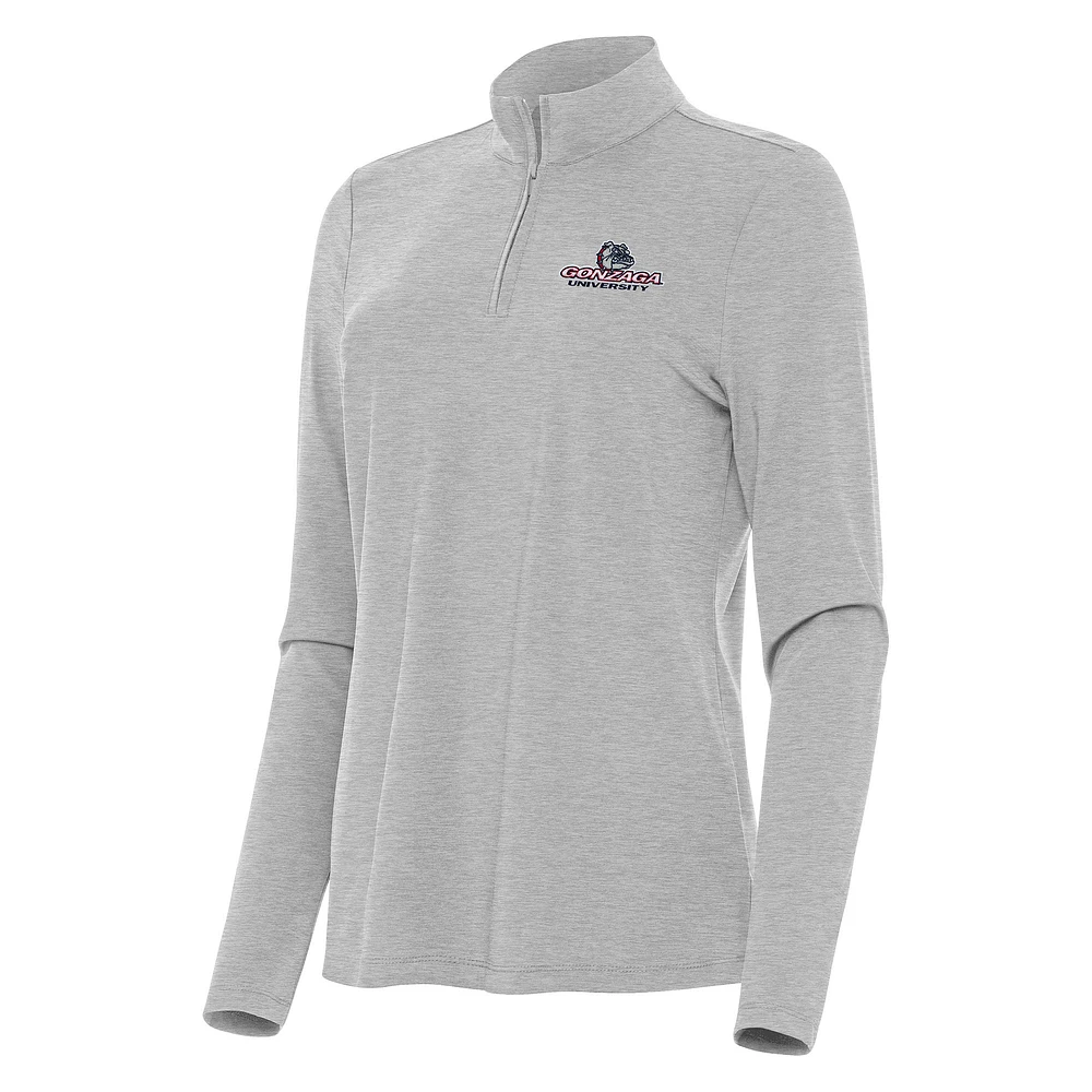Women's Antigua Heather Gonzaga Bulldogs Bright Quarter-Zip Top