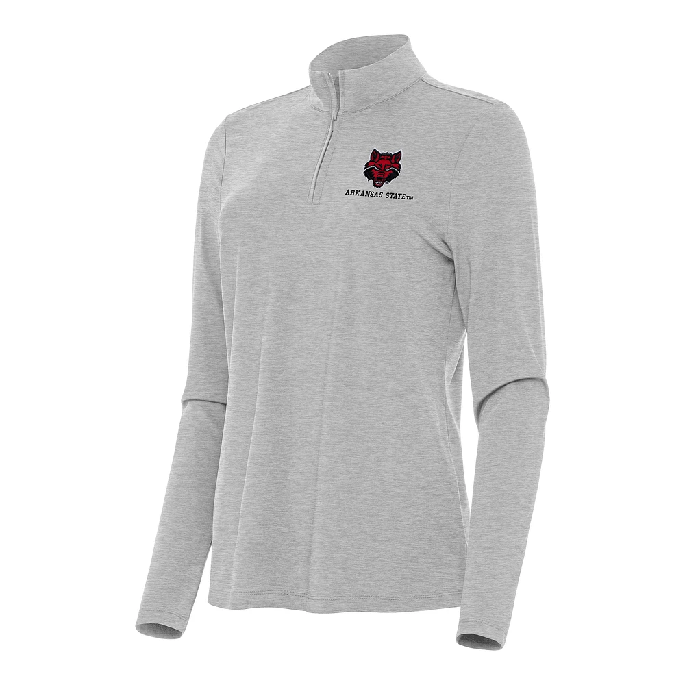 Women's Antigua Heather Gray Arkansas State Red Wolves Bright Quarter-Zip Top