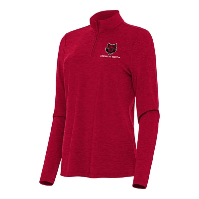 Women's Antigua Heather Red Arkansas State Wolves Bright Quarter-Zip Top