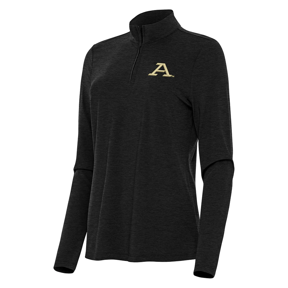 Women's Antigua Heather Black Akron Zips Bright Quarter-Zip Top