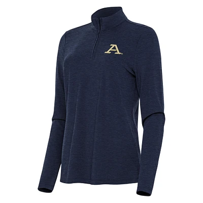 Women's Antigua Heather Navy Akron Zips Bright Quarter-Zip Top