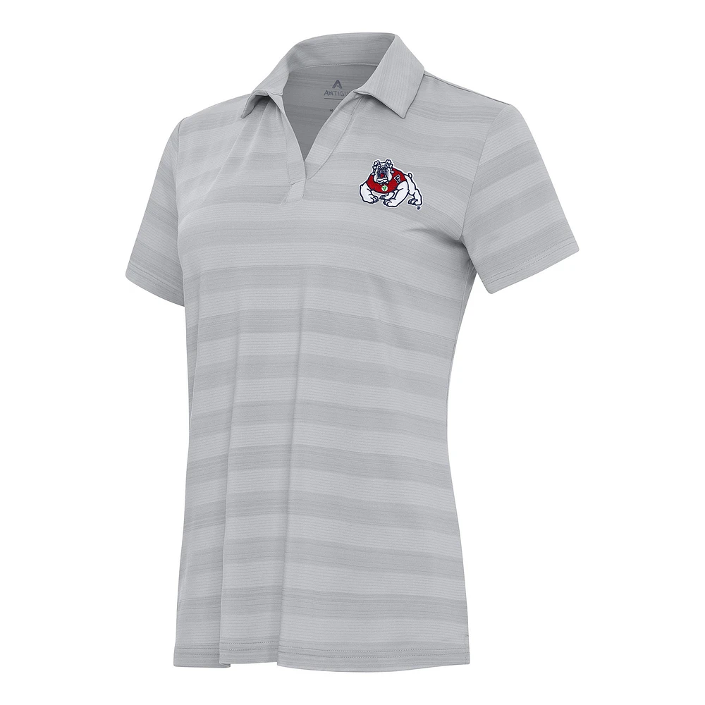 Women's Antigua Gray Fresno State Bulldogs Tunnel Polo