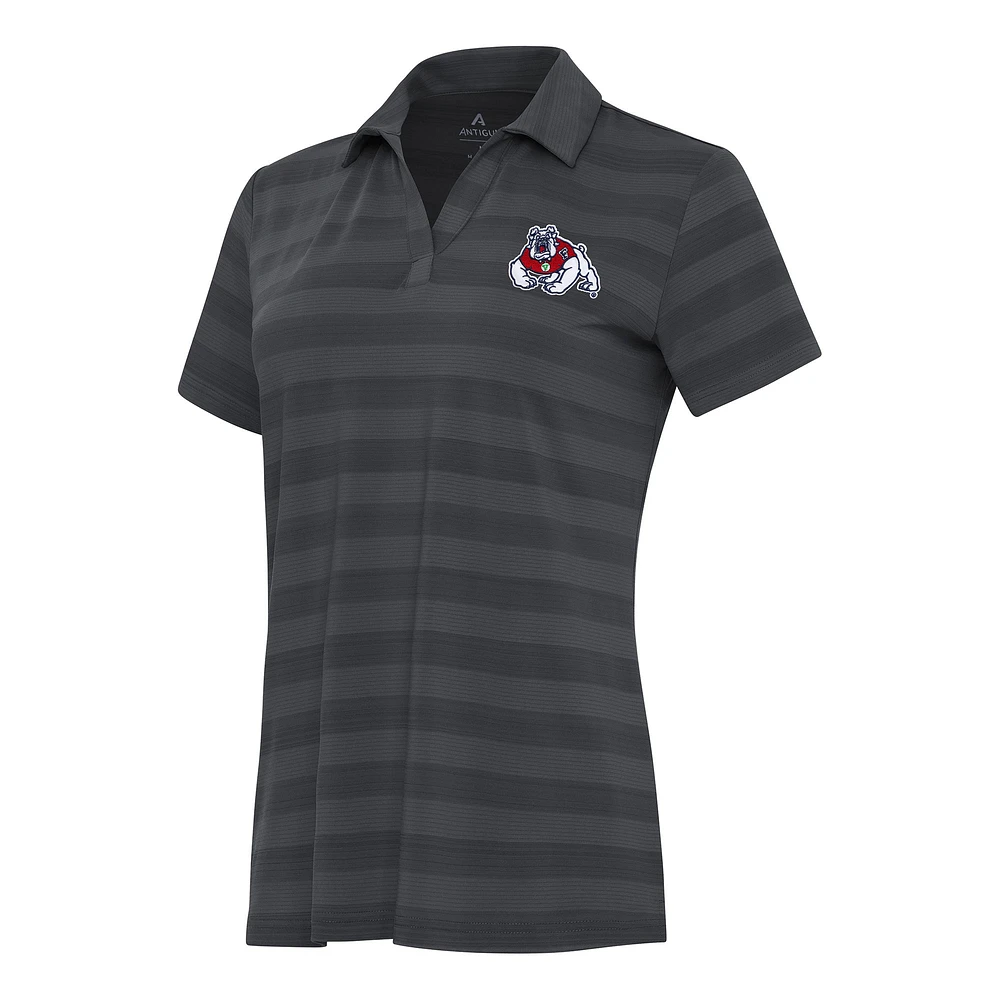 Women's Antigua Pewter Fresno State Bulldogs Tunnel Polo