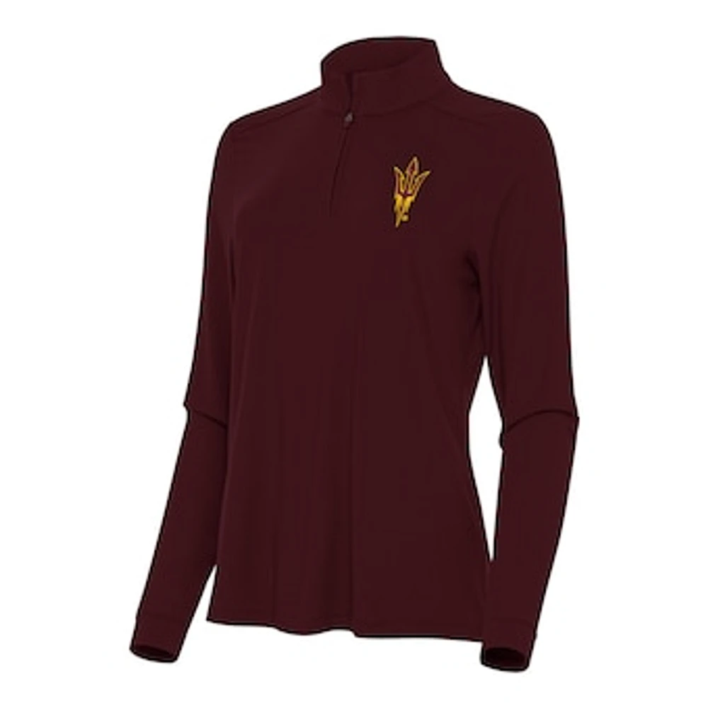 Women's Antigua Maroon Arizona State Sun Devils Intent Quarter-Zip Top