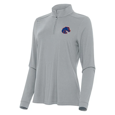 Women's Antigua Gray Boise State Broncos Intent Quarter-Zip Top