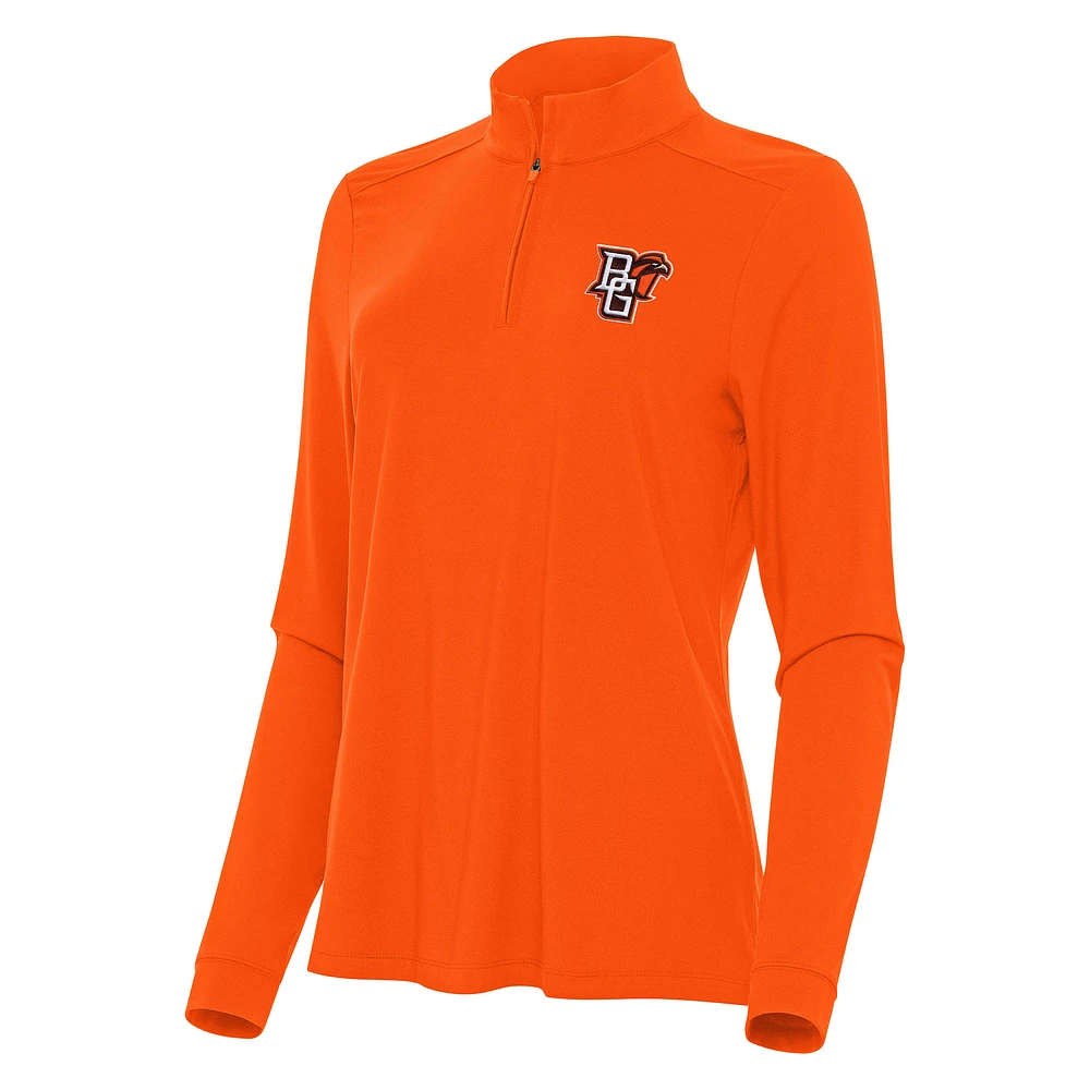 Women's Antigua Orange Bowling Green St. Falcons Intent Quarter-Zip Top