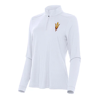 Women's Antigua White Arizona State Sun Devils Intent Quarter-Zip Top