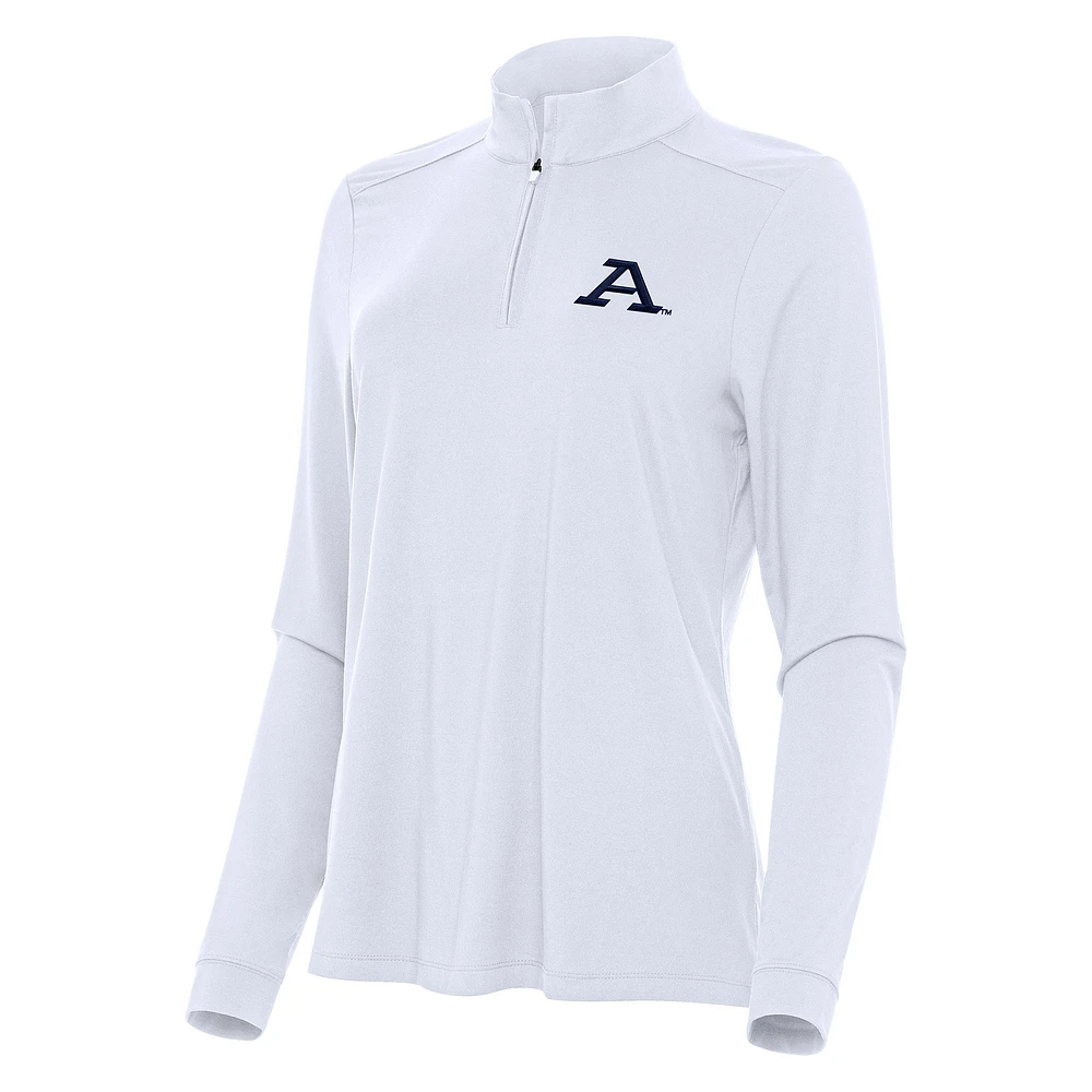 Women's Antigua White Akron Zips Intent Quarter-Zip Top