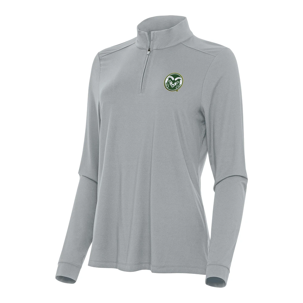 Women's Antigua Gray Colorado State Rams Intent Quarter-Zip Top