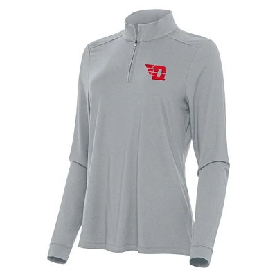 Women's Antigua Gray Dayton Flyers Intent Quarter-Zip Top