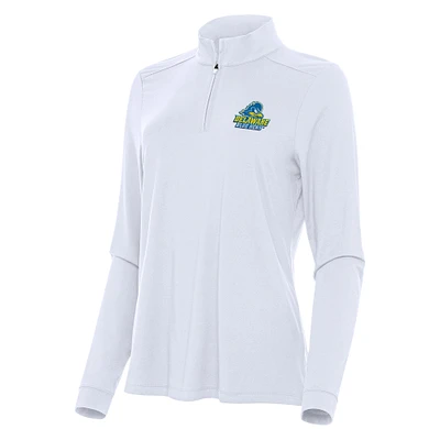 Women's Antigua White Delaware Fightin' Blue Hens Intent Quarter-Zip Top