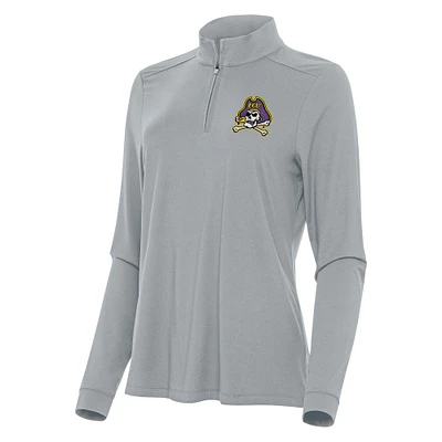 Women's Antigua Gray ECU Pirates Intent Quarter-Zip Top
