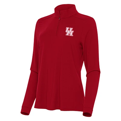 Women's Antigua Red Houston Cougars Intent Quarter-Zip Top