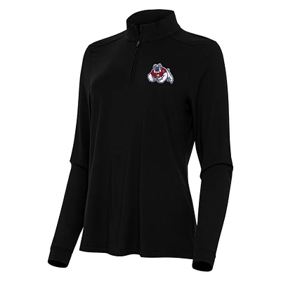 Women's Antigua Black Fresno State Bulldogs Intent Quarter-Zip Top
