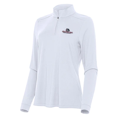 Women's Antigua White Gonzaga Bulldogs Intent Quarter-Zip Top