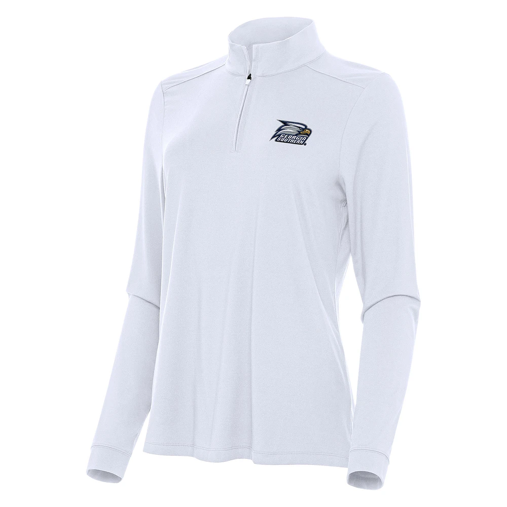 Women's Antigua White Georgia Southern Eagles Intent Quarter-Zip Top