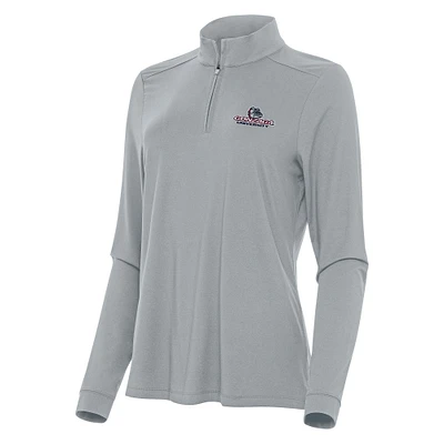 Women's Antigua Gray Gonzaga Bulldogs Intent Quarter-Zip Top
